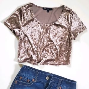 One ❤ Clothing Velvet Crop Top